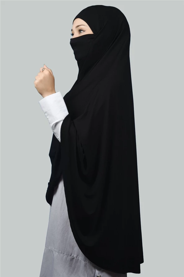 Hazır Türban Peçeli Pratik Eşarp Tesettür Nikaplı Hijab - Namaz Örtüsü Sufle (5XL) - 8