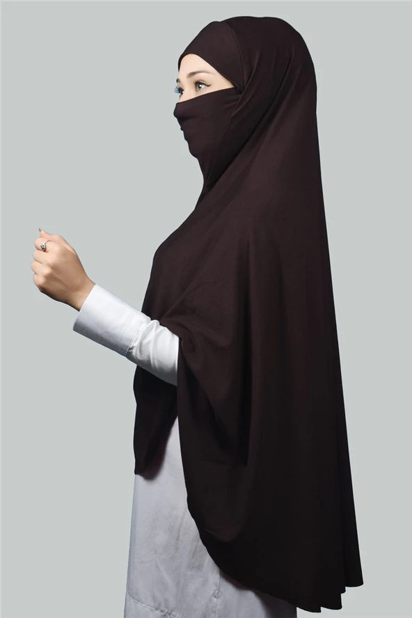 Hazır Türban Peçeli Pratik Eşarp Tesettür Nikaplı Hijab - Namaz Örtüsü Sufle (5XL) - 4