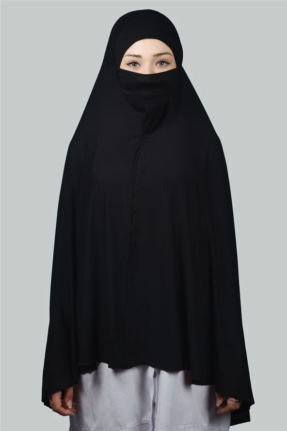 Hazır Türban Peçeli Pratik Eşarp Tesettür Nikaplı Hijab - Namaz Örtüsü Sufle (5XL) - 7