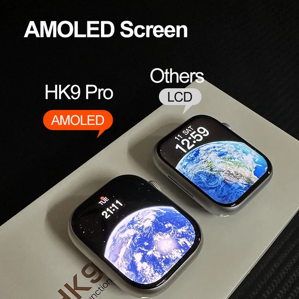 Hk9 Pro Max 2.02 Uyumlu Amoled Ekran Akıllı Saat 3 Kordon Kiliteme Serisi Gps Siri Akıllı Saat - 7