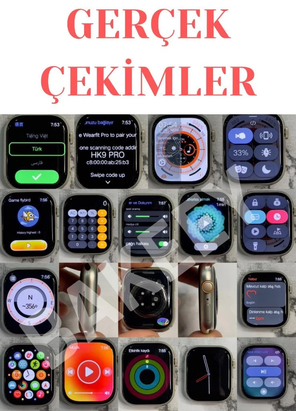 Hk9 Pro Max 2.02 Uyumlu Amoled Ekran Akıllı Saat 3 Kordon Kiliteme Serisi Gps Siri Akıllı Saat - 3