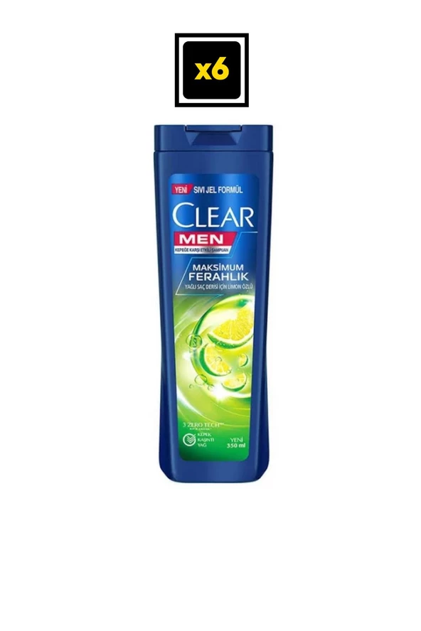 Clear Men Maksimum Ferahlık Limon Özlü Şampuan 350 Ml X 6 Adet