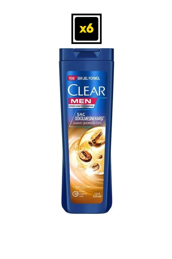 Clear Men Kahve Özlü Saç Dökülmesine Karşı Etkili Şampuan 350 Ml X 6 Adet