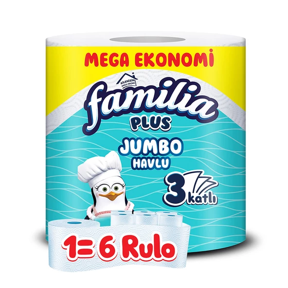 Familia Plus Jumbo Kağıt Havlu 6'lı Dev Rulo (1=6 , 36 Rulo)