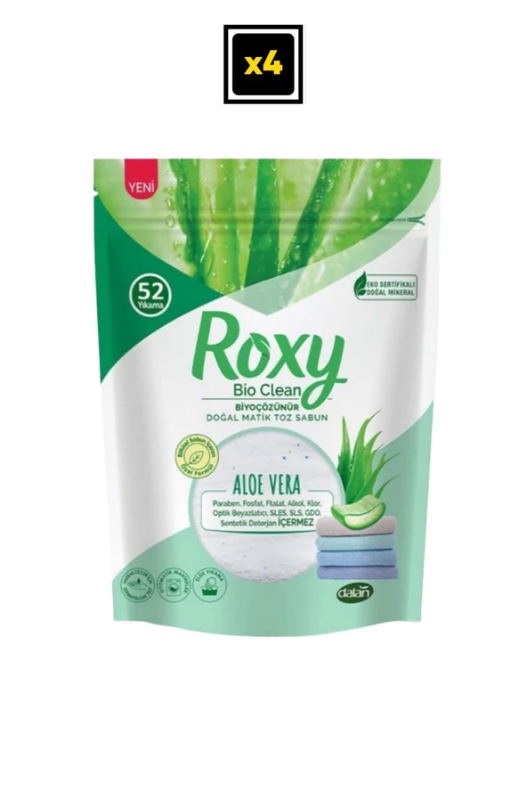 Dalan Roxy Matik Bio Clean Aloe Vera Sabun Tozu 1.6 Kg X 4 Adet