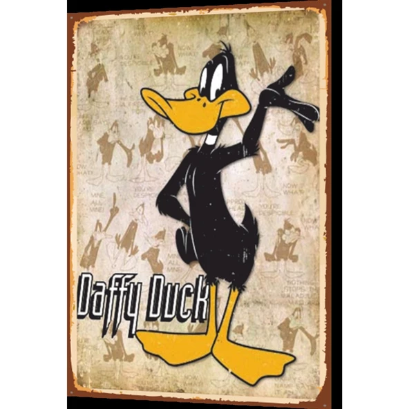 Daffy Duck Çizgi Film Retro Ahşap Poster 20x30