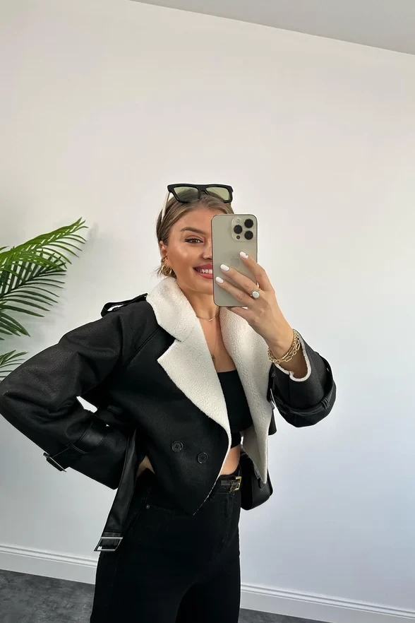 Wool İçi Teddy Mini Ceket - EKRU - 3