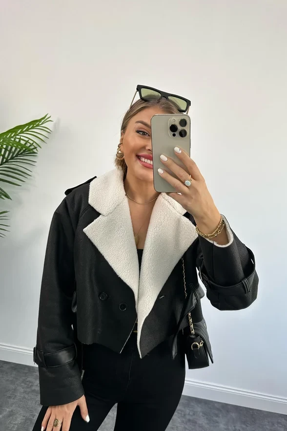 Wool İçi Teddy Mini Ceket - EKRU