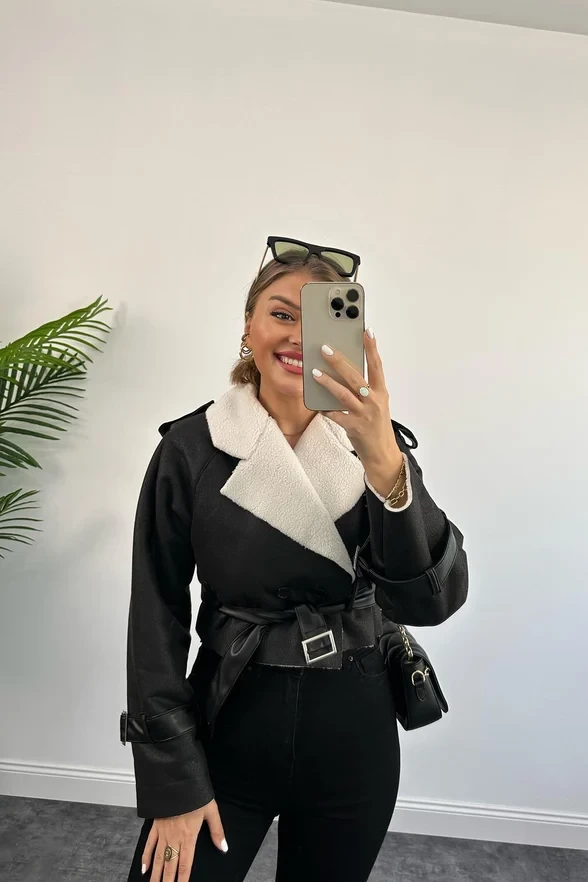 Wool İçi Teddy Mini Ceket - EKRU - 5