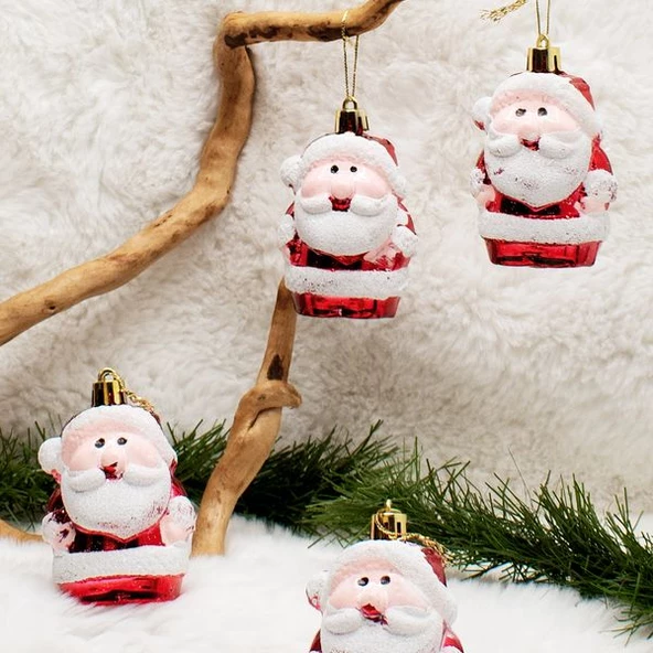 4lü New Santa Claus Noel Baba Yılbaşı Çam Ağacı Süsü 9CM