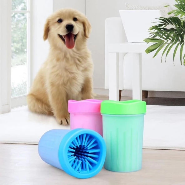 FinDit Silikon Jel Fırçalı Kedi Köpek Pati Ayak Temizleme Kovası Büyük
