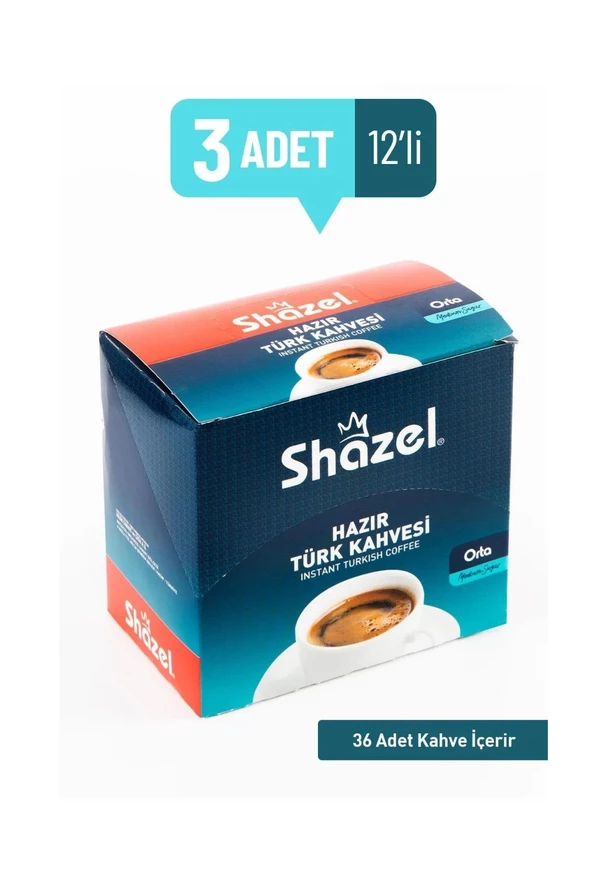 Shazel Hazır Türk Kahvesi Orta 12 li X 3 Paket