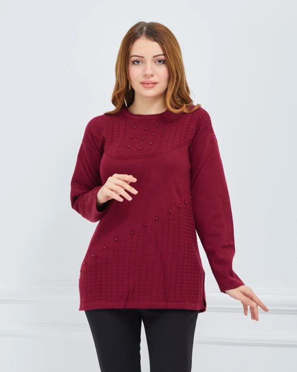 Kadın Triko Kışlık Orta Yaş Günlük Anne Bluz Kazak - 9
