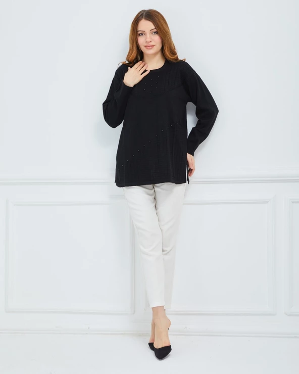 Kadın Triko Kışlık Orta Yaş Günlük Anne Bluz Kazak - 5