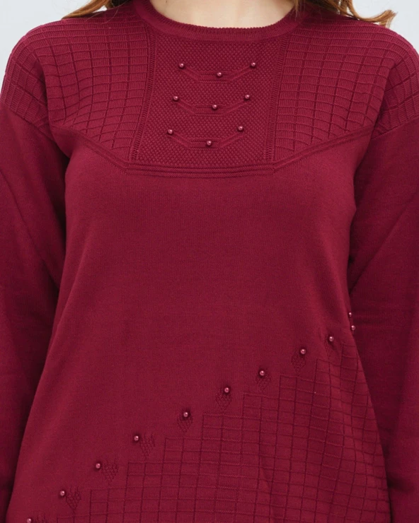 Kadın Triko Kışlık Orta Yaş Günlük Anne Bluz Kazak - 11