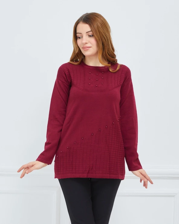 Kadın Triko Kışlık Orta Yaş Günlük Anne Bluz Kazak - 8