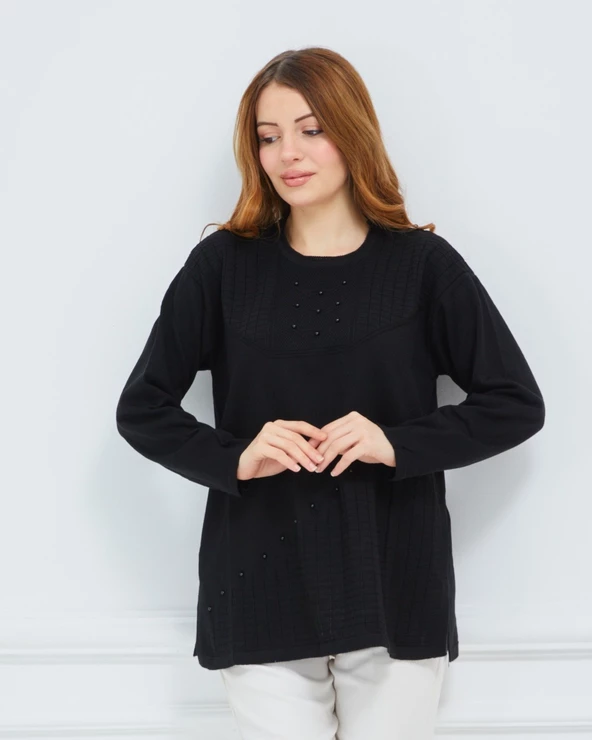 Kadın Triko Kışlık Orta Yaş Günlük Anne Bluz Kazak - 3