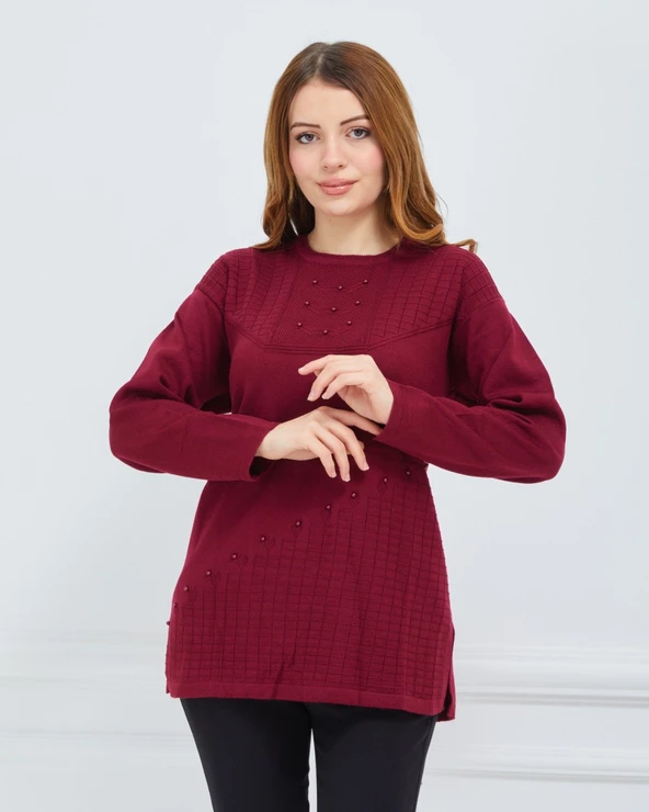 Kadın Triko Kışlık Orta Yaş Günlük Anne Bluz Kazak - 10