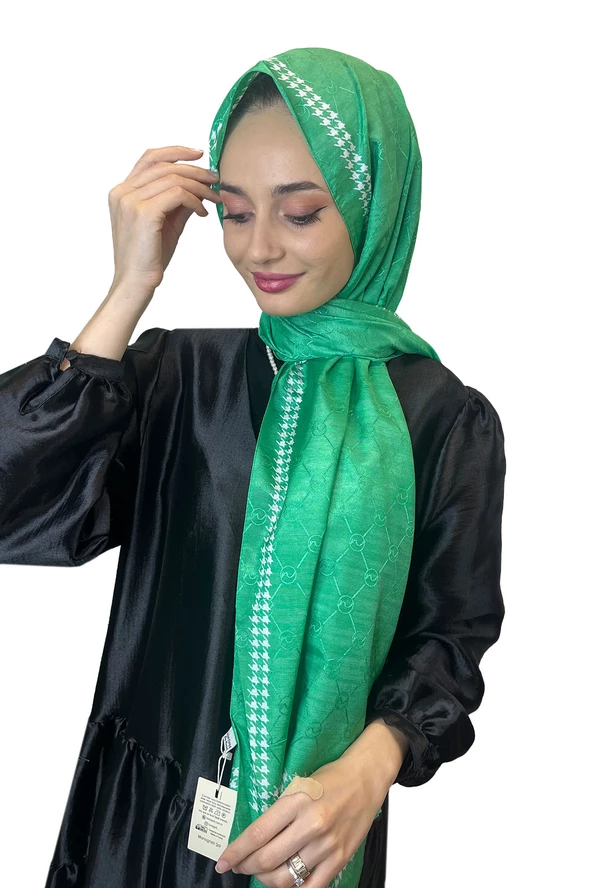 Hint İpek Kazayağı Desenli Monogram Şal 00910 BENETTON