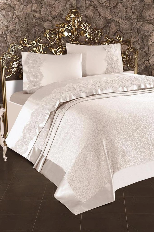 Carmen Fransız Güpürlü Çift Kişilik Pike Takımı - 5