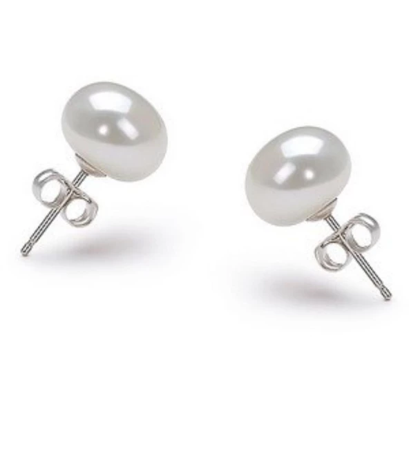 Pigado 925 Ayar Gümüş Beyaz Gerçek İnci Küpe