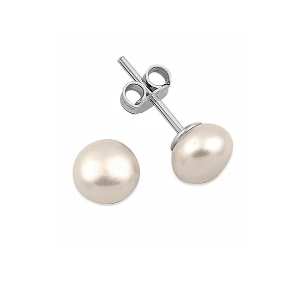 Pigado 925 Ayar Gümüş Beyaz Gerçek İnci Küpe - 3