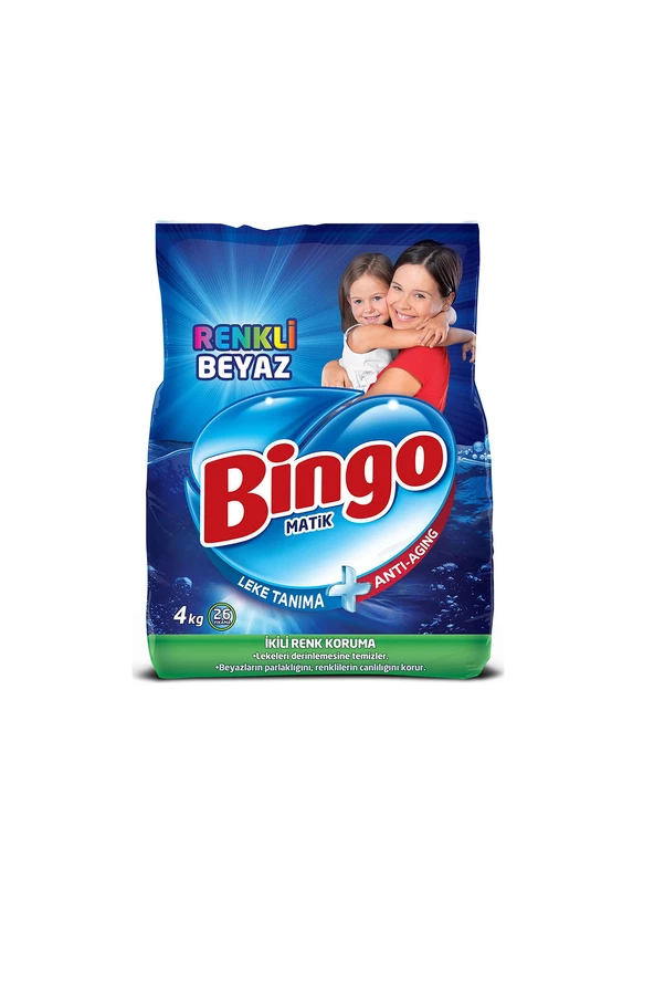 Bingo Matik Çamaşır Deterjanı Renkli Beyaz 4 Kg